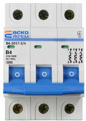 Автоматичний вимикач ВА-2017/B 3р 4А АСКО A0010170061 фото
