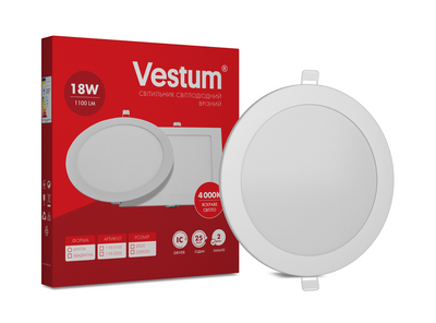 Круглий світлодіодний врізний світильник Vestum 18W 4000K 220V 1-VS-5105 1-VS-5105 фото