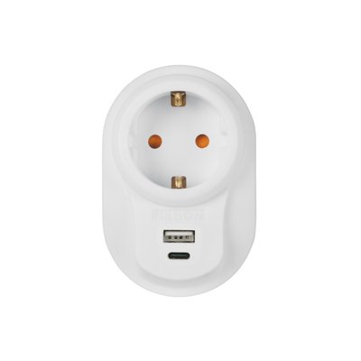 Мережевий фільтр Nilson 3,5кВт 16А + швидка зарядка 5V USB+Type-C 40130107 фото