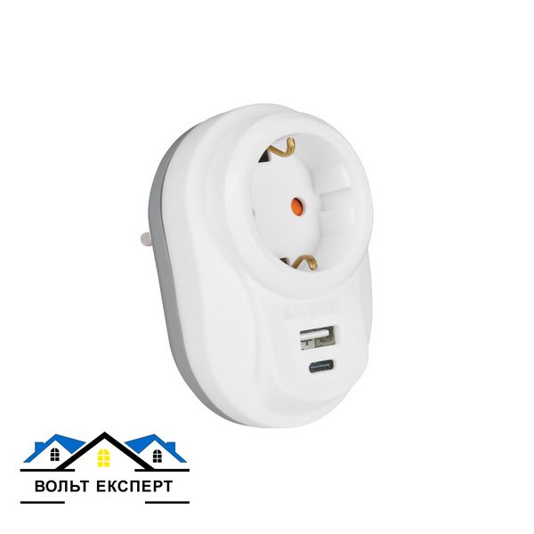 Мережевий фільтр Nilson 3,5кВт 16А + швидка зарядка 5V USB+Type-C 40130107 фото