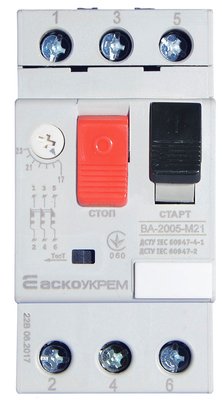 Автоматичний вимикач захисту двигуна УКРЕМ ВА-2005 М21 A0010050009 фото