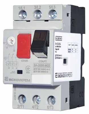 Автоматичний вимикач захисту двигуна УКРЕМ ВА-2005 М22 A0010050010 фото