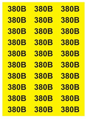 Знак "380 В" жовтий 38х90 (на аркуші 30 шт) SES03017 фото