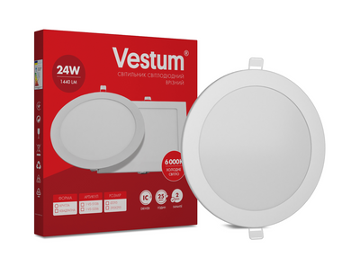 Круглий світлодіодний врізний світильник Vestum 24W 6000K 220V 1-VS-5106 1-VS-5106 фото