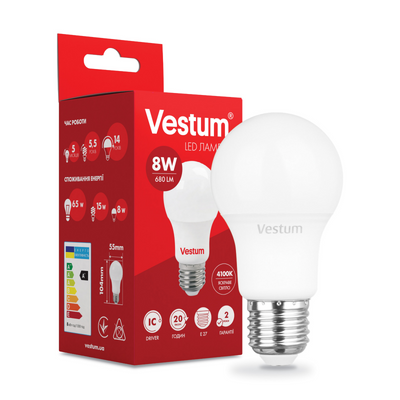 Світлодіодна лампа Vestum A55 8W 4100K 220V E27 1-VS-1107 1-VS-1107 фото