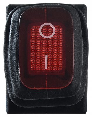 Перемикач 1-клавішний KCD1-2-101NW R/B з підсв. та захистом (червона) A0140040060 фото