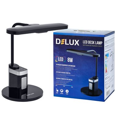 Світильник світлодіодний настільний DELUX TF-540 8 Вт LED 3000K-4000K-6000K Bluetooth колонка чорний 90018134 фото