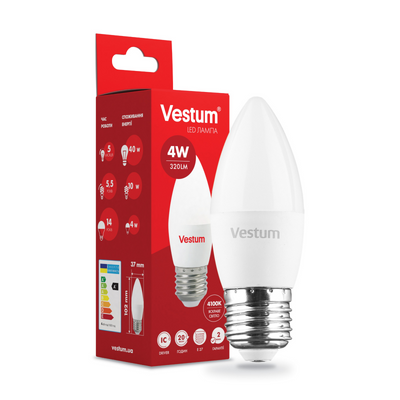 Світлодіодна лампа Vestum C37 4W 4100K 220V E27 1-VS-1305 1-VS-1305 фото