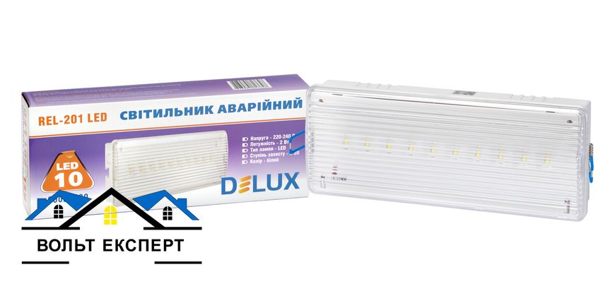 Світильник світлодіодний аварійний DELUX REL-201 (3.7V1,2Ah) 10 LED 2W 90020530 фото