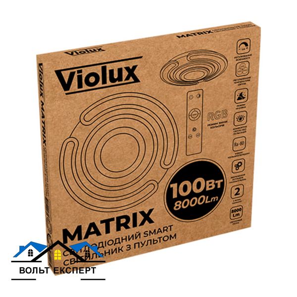 Світильник smart Violux MATRIX 100W 30K-60K 8000LM круг-пульт білий 220475 фото