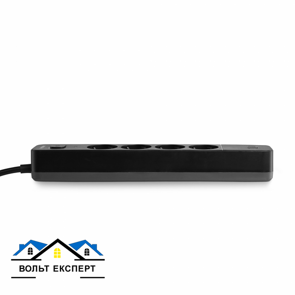 Сетевой удлинитель VIDEX ONCORD з\к 4 поста 4 метра 3.4А USB(QC3.0)+USB-C(PD18W) кнопка черный VF-PD43G1QC1PD-B фото