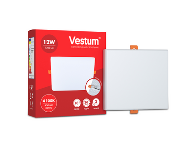 Квадратний світлодіодний врізний світильник "без рамки" Vestum 12W 4100K 1-VS-5605 1-VS-5605 фото