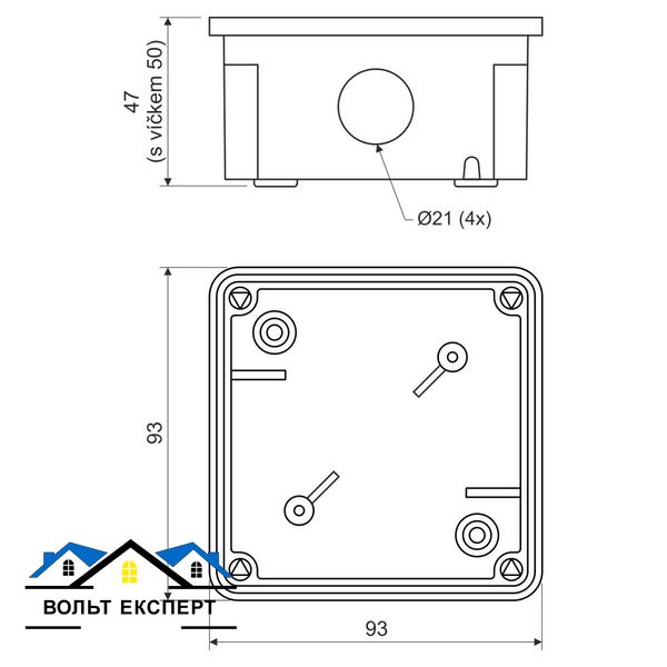 Коробка IP 54 для зовнішнього монтажу 95х95х50мм свiтло-сiра 8101_KA фото