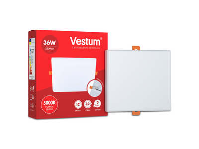 Квадратний світлодіодний врізний світильник "без рамки" Vestum 36W 4100K 1-VS-5609 1-VS-5609 фото