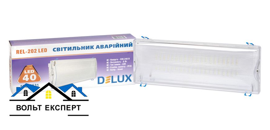 Світильник світлодіодний аварійний DELUX REL-202 (3.7V2,2Ah) 40 LED 8W 90020531 фото