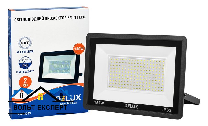 Світлодіодний прожектор DELUX FMI 11 LED 150Вт 6500K IP65 чорний 90021203 фото