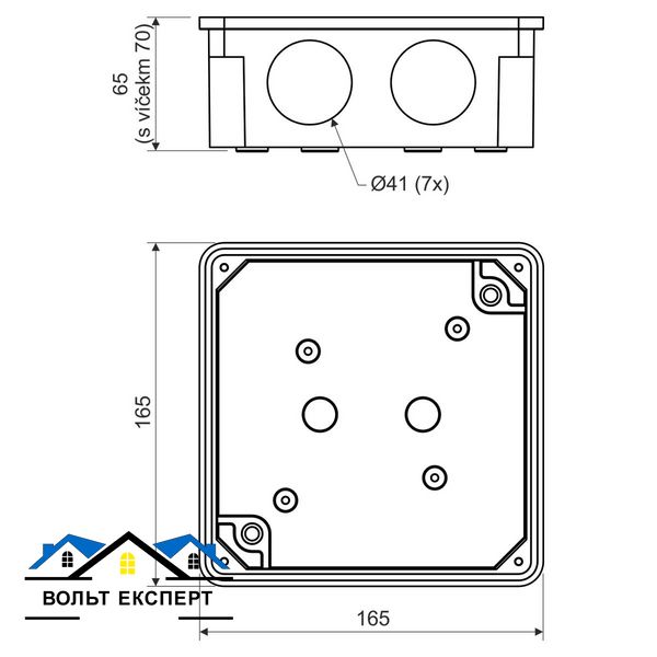 Коробка IP 54 для зовнішнього монтажу 165х165х70мм, свiтло-сiра 8117_KA фото