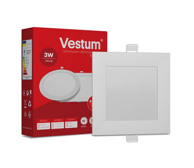 Квадратний світлодіодний врізний світильник Vestum 3W 4000K 220V 1-VS-5201 1-VS-5201 фото