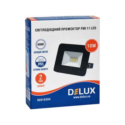 Світлодіодний прожектор DELUX FMI 11 LED 10Вт 6500K IP65 чорний 90019304 фото