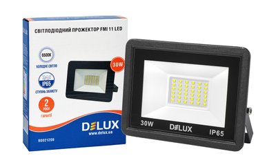 Світлодіодний прожектор DELUX FMI 11 LED 30Вт 6500K IP65 чорний 90021206 фото