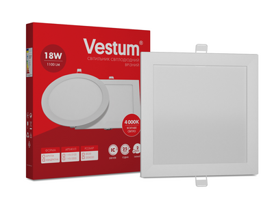 Квадртний світлодіодний врізний світильник Vestum 18W 4000K 220V 1-VS-5205 1-VS-5205 фото