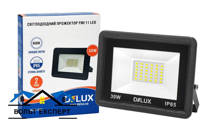 Світлодіодний прожектор DELUX FMI 11 LED 30Вт 6500K IP65 чорний 90021206 фото