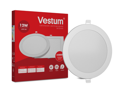 Круглий світлодіодний врізний світильник Vestum 12W 4000K 220V 1-VS-5104 1-VS-5104 фото